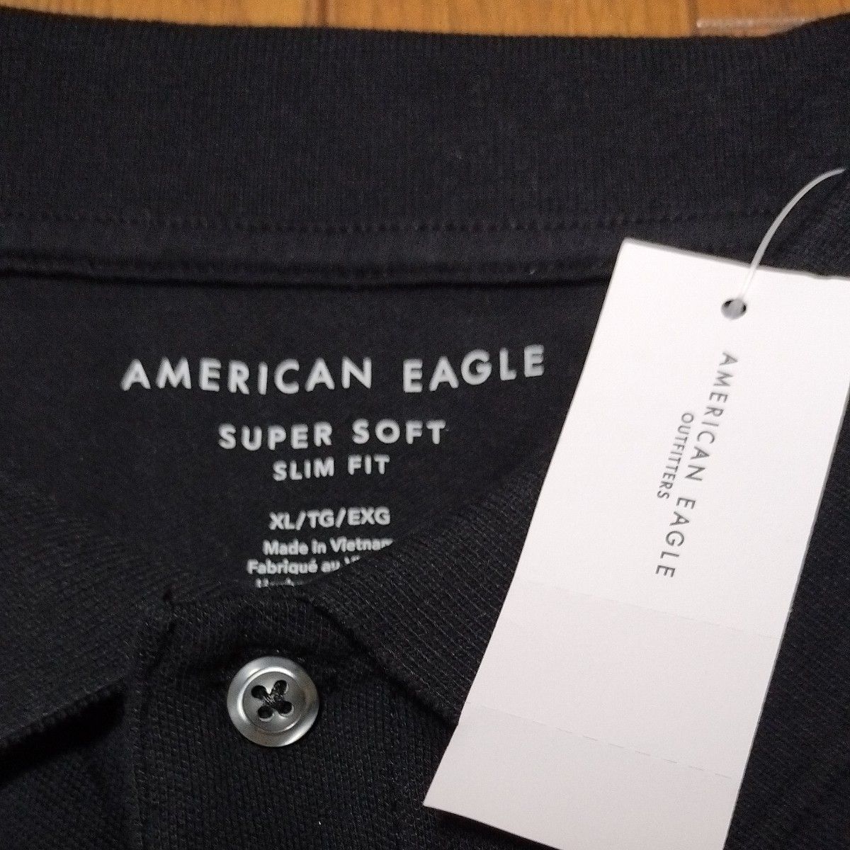 【新品】American Eagle アメリカンイーグル 半袖ポロシャツ 黒  XL SUPER SOFT SLIM FIT LL