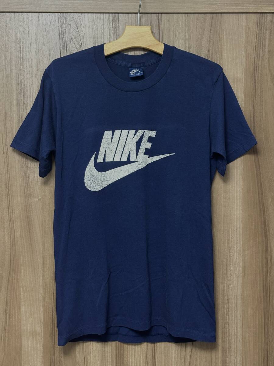 80s USA製 NIKE ナイキ 紺タグ ビンテージ（ヴィンテージ）Tシャツ サイズ：L 希少 _画像1