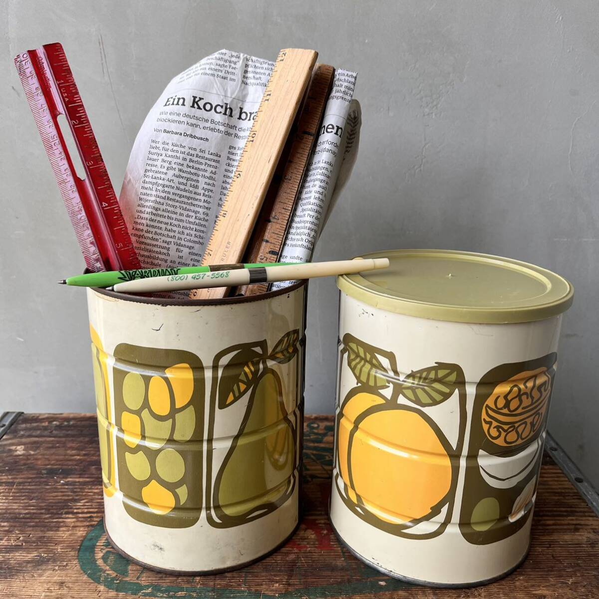 【USA vintage】Fruits Print Canister キャニスター　コーヒー缶　フルーツ柄　レトロ　アメリカ　ビンテージ_画像8