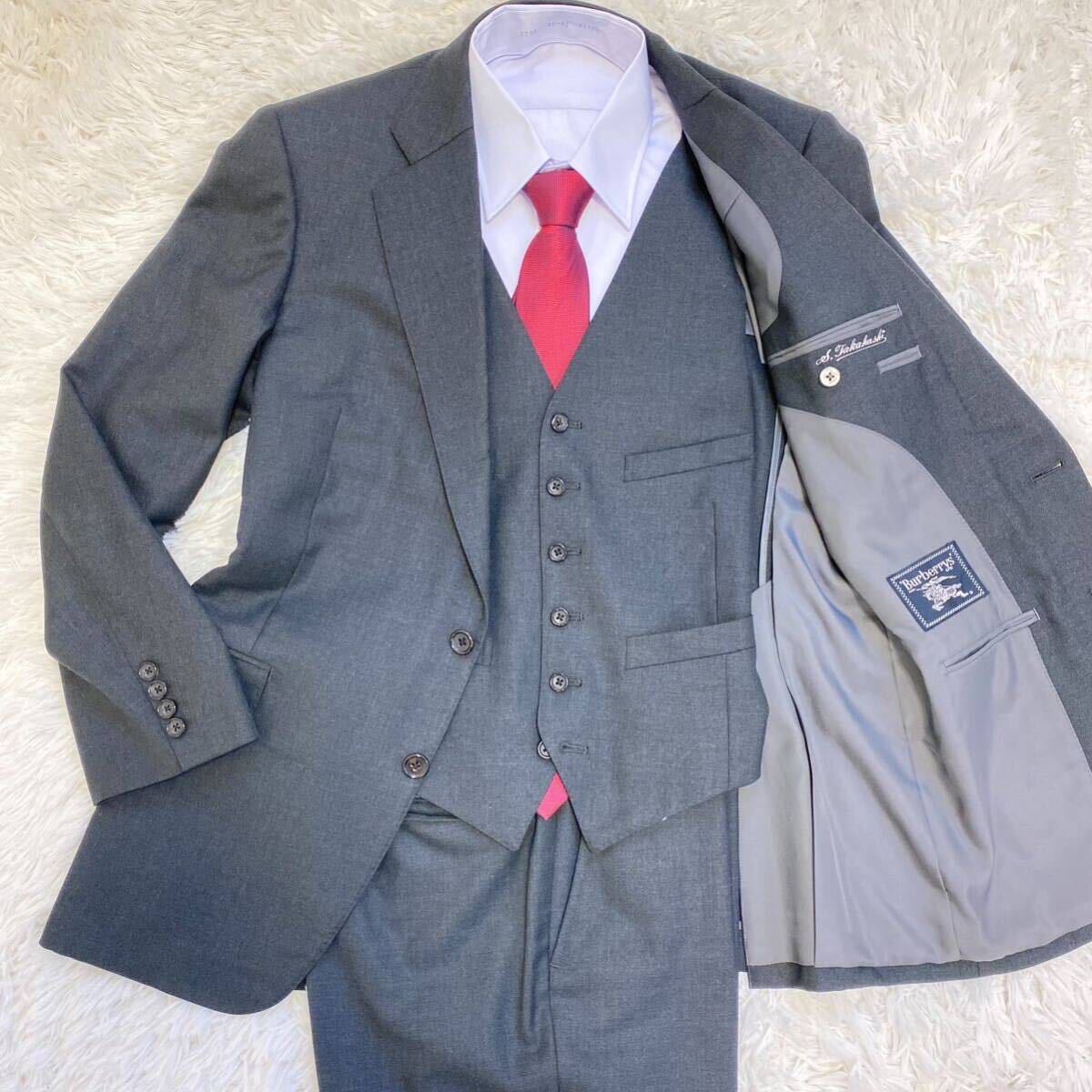 1 jpy ~ ultimate beautiful goods Burberry Burberry suit setup 3 piece 3P unlined in the back spring summer Trend g racing ru2. men's EXTRA CRIMP WOOL