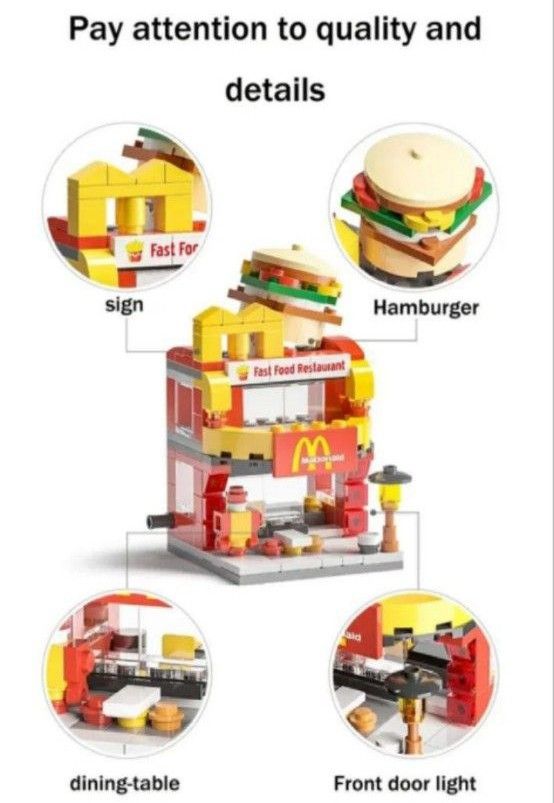 ハンバーガーショップ　ブロック　バーガーショップ　ミニブロック　マクドナルド風　2セットで1700円　LEGOブロック互換