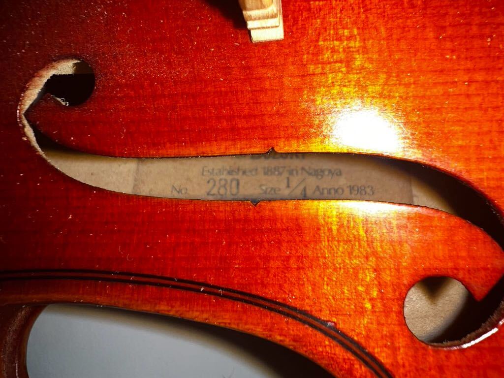 AK8019●SUZUKI No.280 1983年製 バイオリン 1/4 スズキ ハードケース付　動作未確認　ジャンク品　現状渡し_画像5