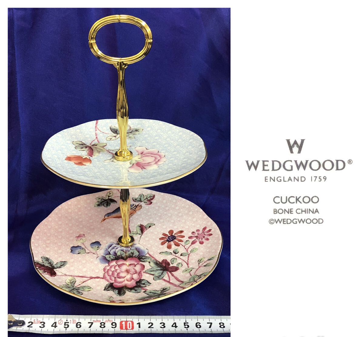 WEDGWOOD ウェッジウッド ハーレクィン カッコー ケーキスタンド ポット カップ＆ソーサー 4客 21㎝ プレート 未使用 中古 保管品 現状品_画像10