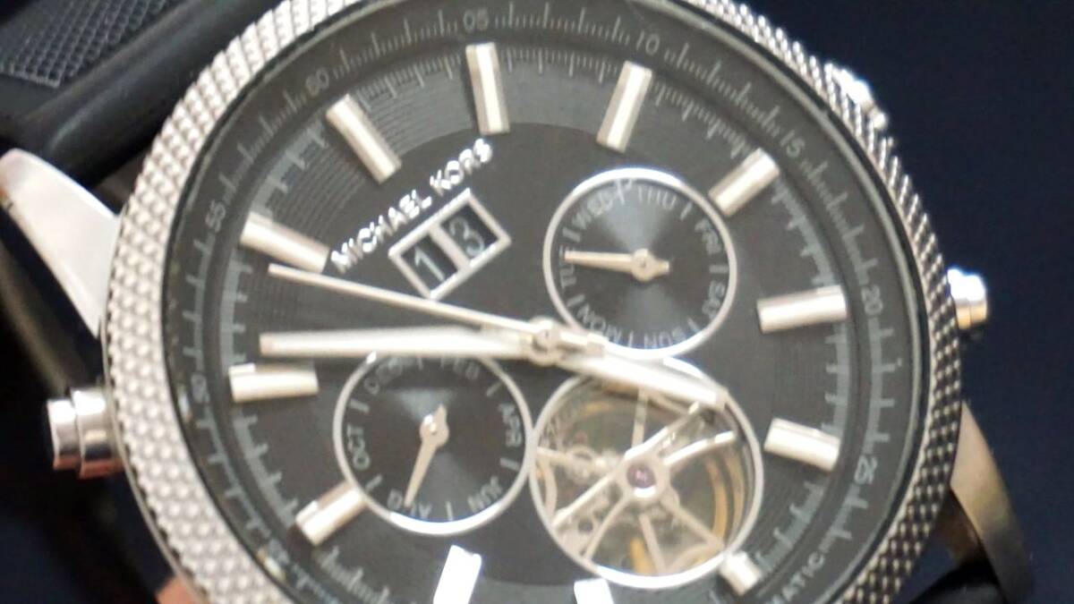 1 jpy ~ [ men's wristwatch ]MICHAEL KORS Michael Kors chronograph MK-9028 self-winding watch reverse side ske rubber belt box other attaching 