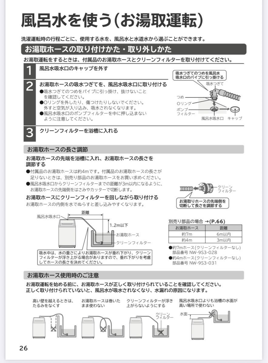 日立　HITACHI洗濯機　ビートウォッシュ　風呂水吸水ホースセット