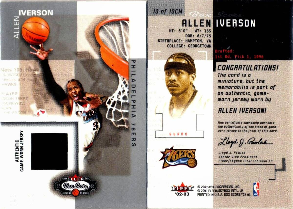 ★3枚セット★ Allen Iverson 02-03 Box Score Miniatures Game Used, Miniatures First Edition /100, Miniatures_画像1