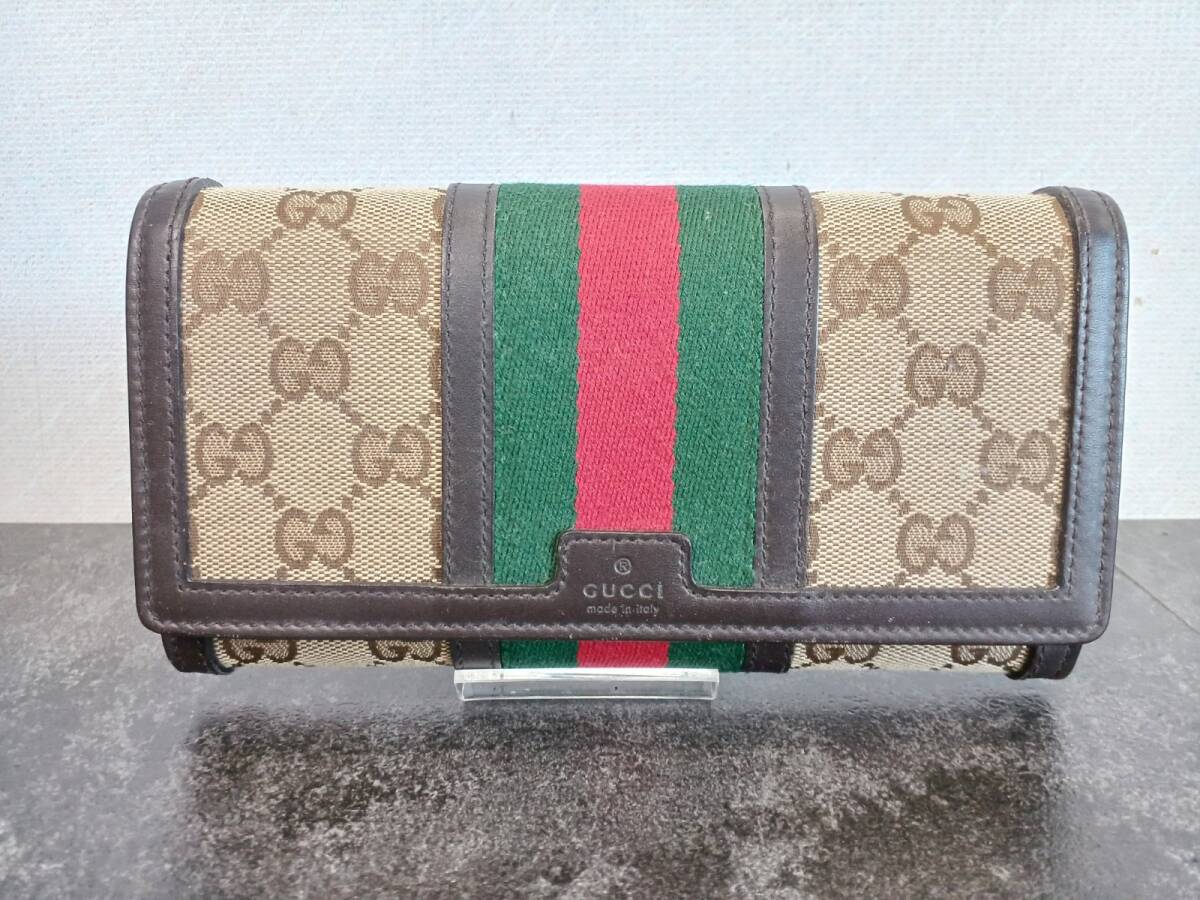 13572-02★美品★グッチ/GUCCI シェリーライン 長財布 オールドグッチ ウォレット★_画像1