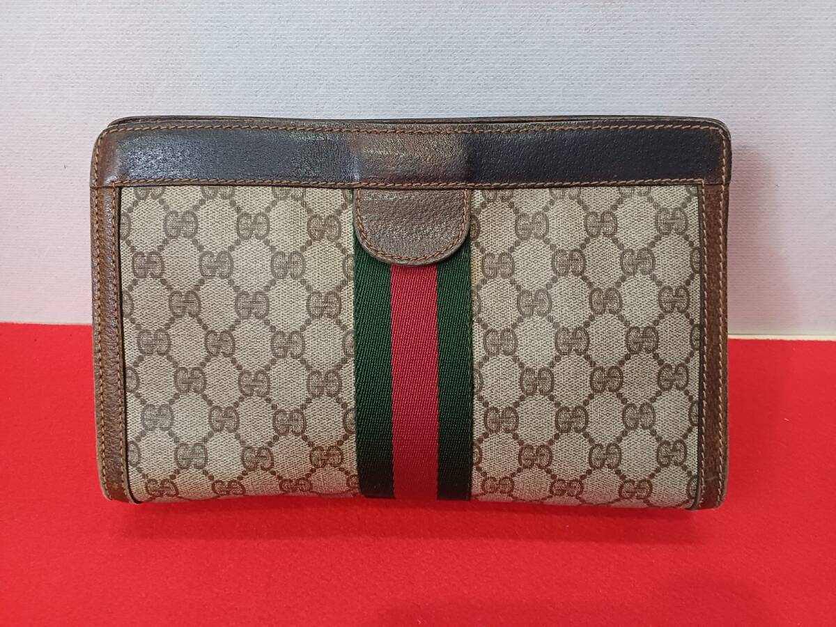 13590-01★Gucci/グッチ GG柄 シェリーライン OLD Gucci セカンドバッグ クラッチバッグ★_画像1