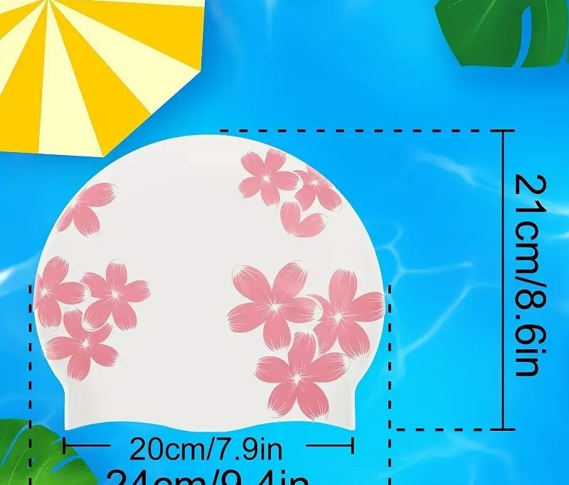 【プールに映える！】スイムキャップ花柄《サクラ》swimming cap　柔らかシリコン素材　白×ピンク_画像3