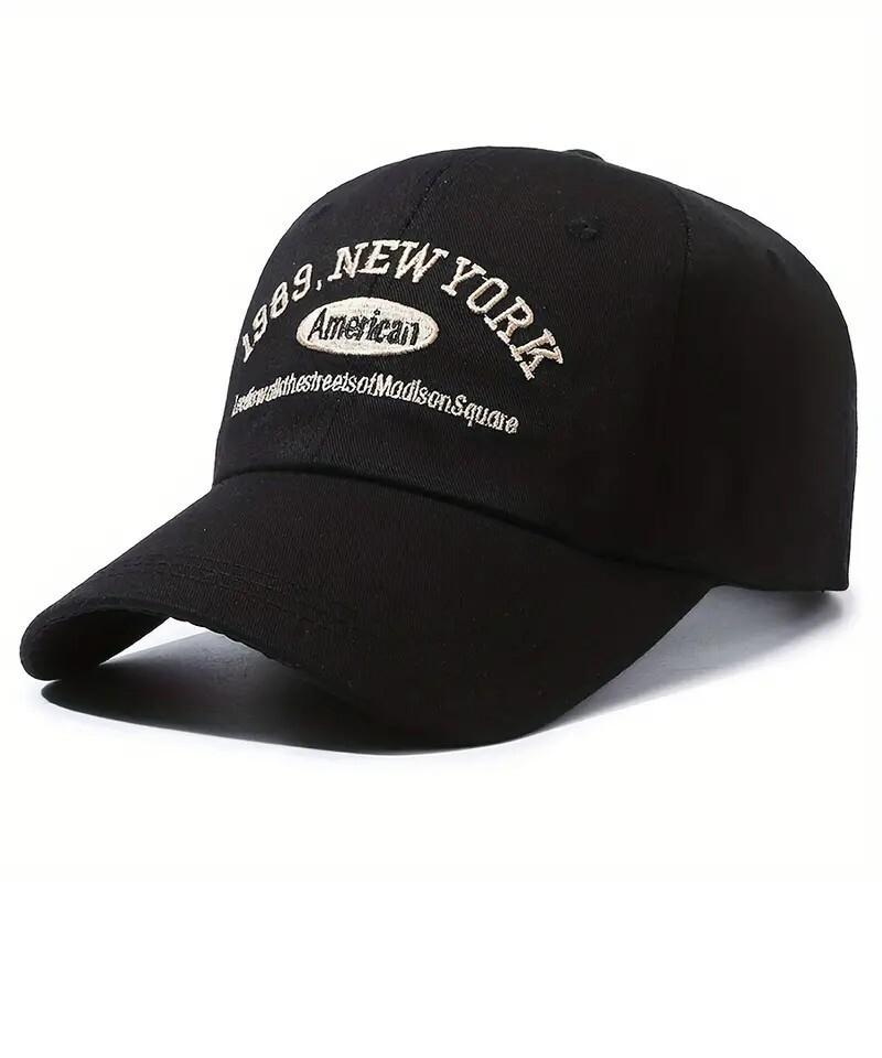 【刺繍キャップ 】帽子●1989Newyork×黒★新品未使用★男女兼用★シンプル大人キャップ ブラック　cap_画像1