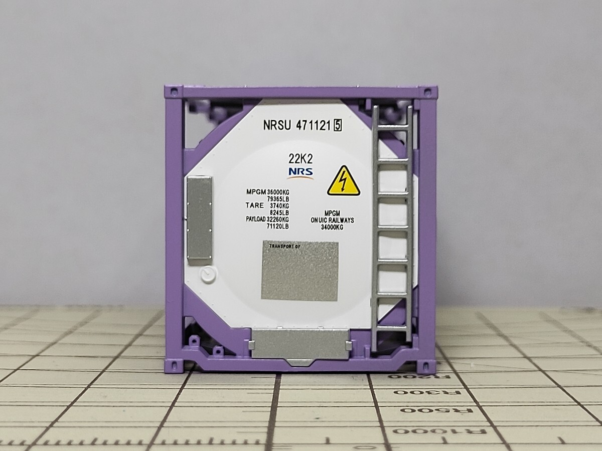 TOMIX トミックス HO 16番 コキ搭載 タンクコンテナ 20ft パープルフリーランス　配管パーツ取付済み②_画像4