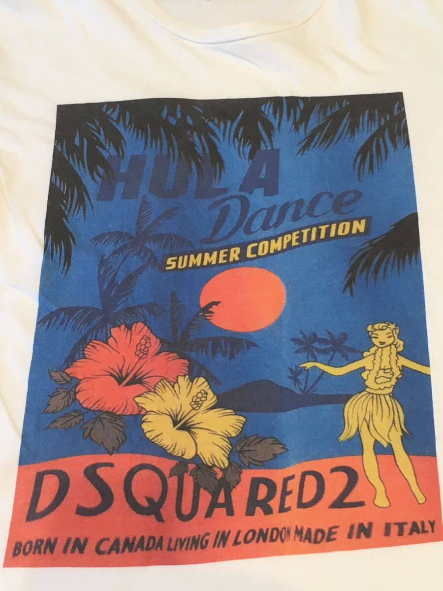 GILDAN 半袖Tシャツ XS ギルダン コットン　丸胴 バングラデシュ プリント HULA DANCE フラダンス DSQUARED2 ディースクエアード_画像4