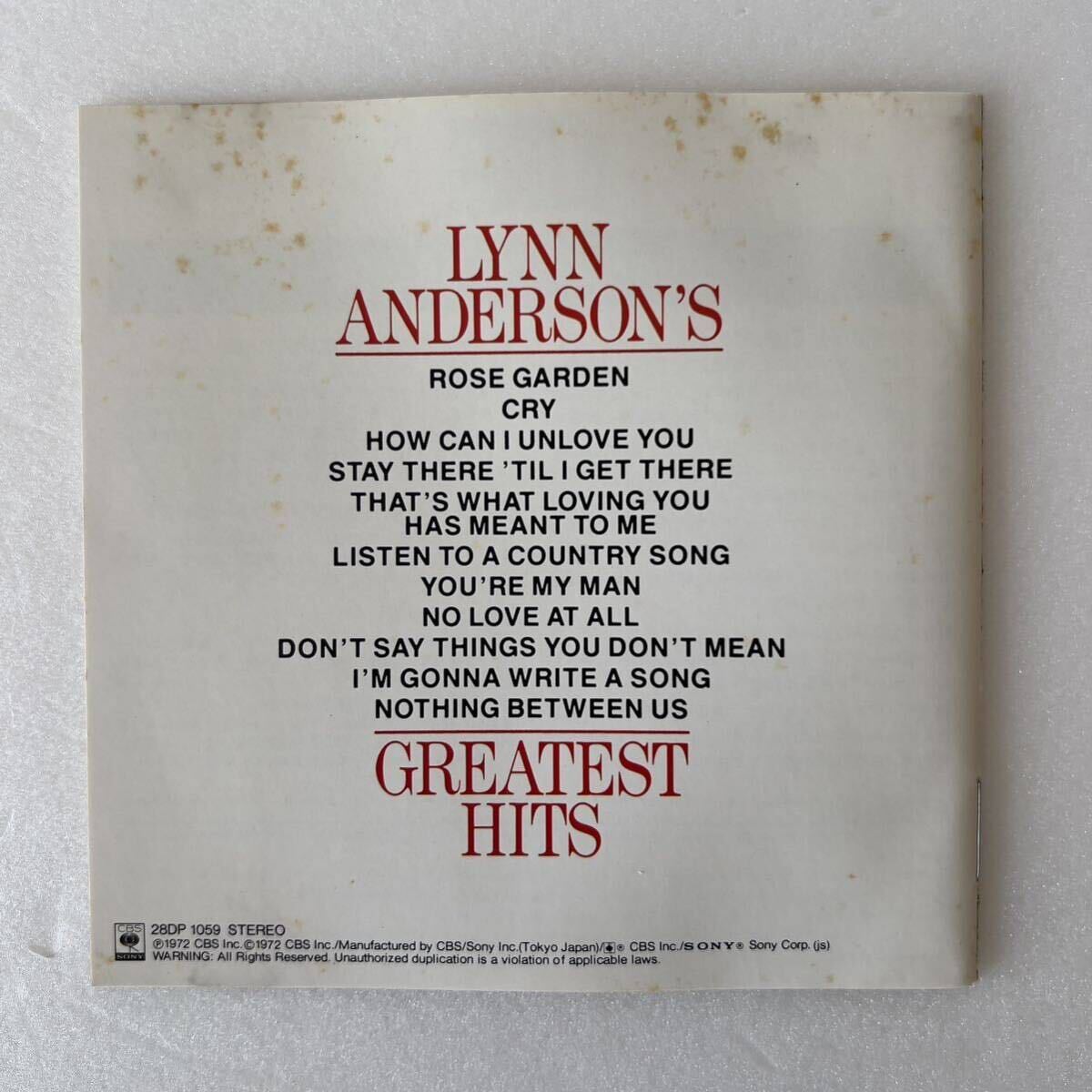 【廃盤CD】　LYNN ANDERSON'S GREATEST HITS リンアンダーソン　グレイテスト・ヒッツ_画像6