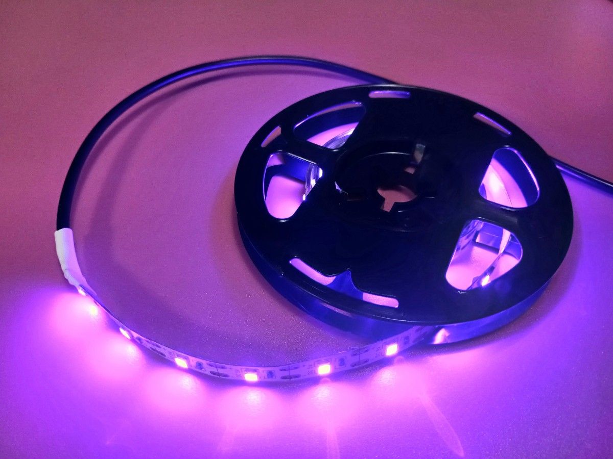 395~405nm 紫外線 UV LED ストリップ ライト 1m+USBポート