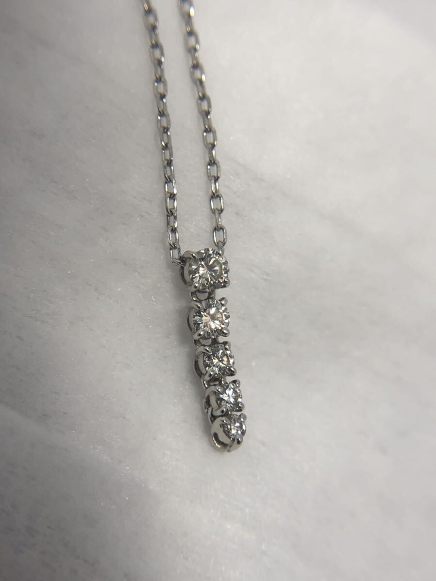 MIKIMOTO ダイヤネックレス 5連ミキモト パール アクセサリー ゴールド k18WG 0.37ct ダイヤモンド　ジュエリーTASAKI TIFFANY 田崎真珠 _画像2