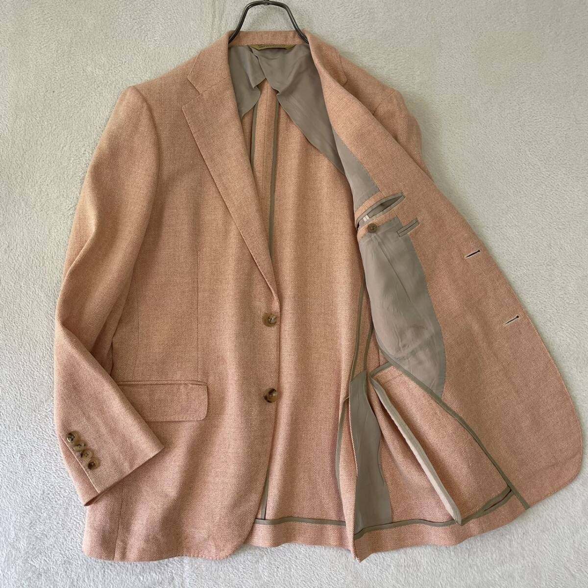 [ ultimate beautiful goods / rare color ] paul (pole) Stuart Paul Stuart tailored jacket wool linen silk orange L rank men's summer jacket 