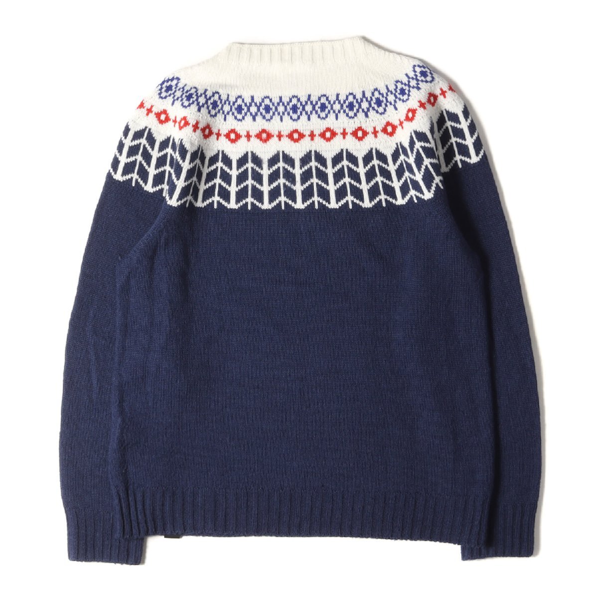 BEDWINbedo wing knitted size :2 17AW crew neck nordic knitted sweater C-NECK NORDIC SWEATER DANNY navy navy blue 