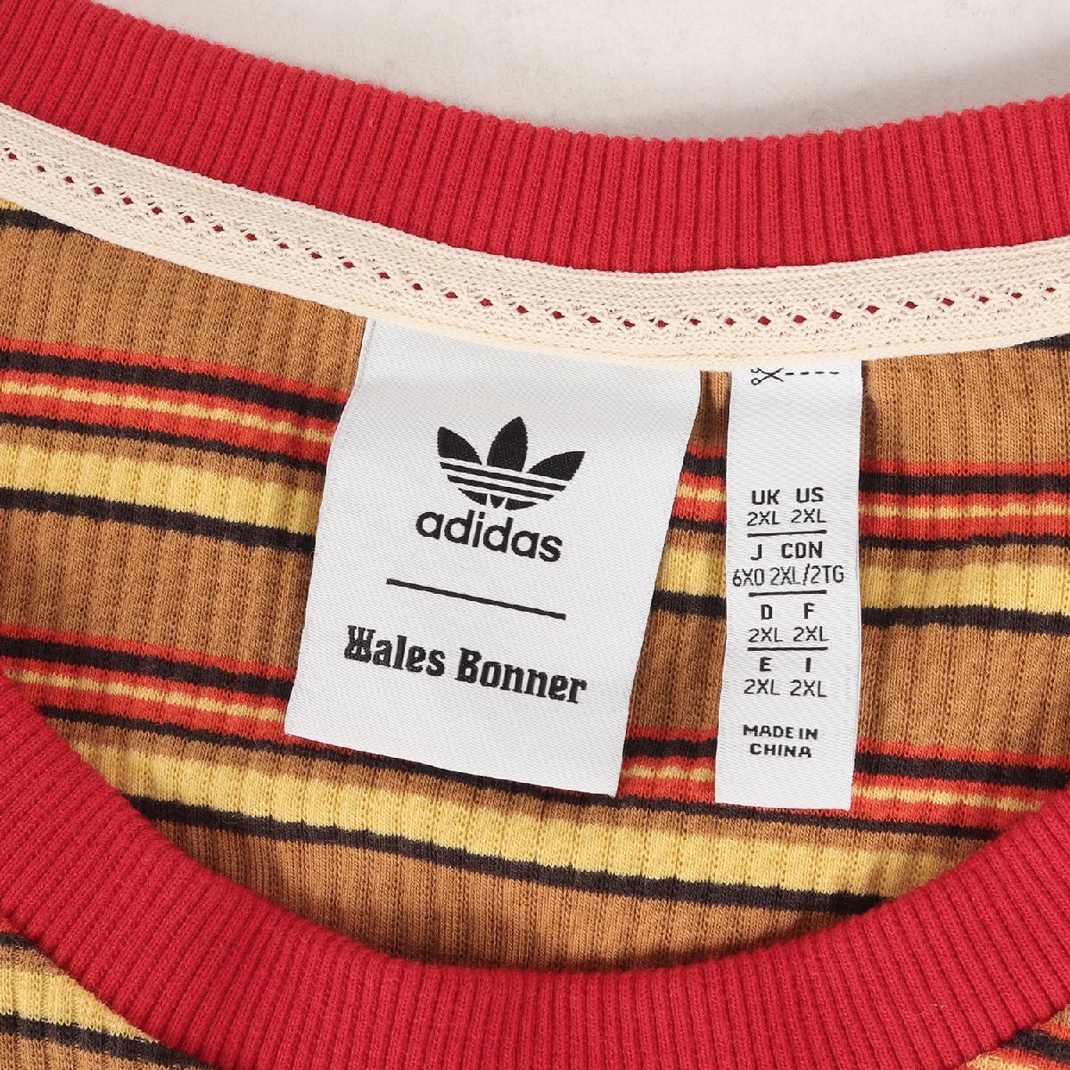  прекрасный товар adidas Adidas футболка размер :6XO 22SS WALES BONNER way ruz*bona- окантовка длинный рукав футболка Brown желтый 