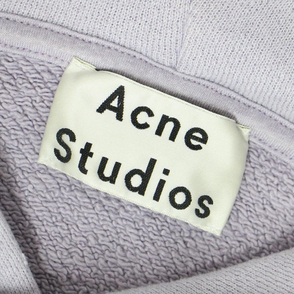 ACNE STUDIOS アクネ ストゥディオズ スウェット パーカー トップス カットソー ライトパープル 紫 XS フーディー プルオーバー ロゴ 刺繍_画像3