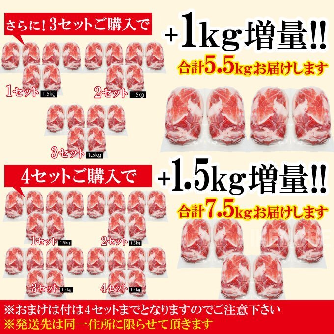 送料無料 カナダ産 豚肉 切り落とし こま肉 冷凍【便利な小分けパック】1.5kg (250g × 6パック) 2セット以上購入で増量おまけ付き 微真空_画像9