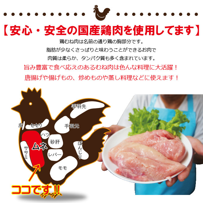 国産鶏むね肉　2Kg入り　1袋　　冷蔵　_画像2