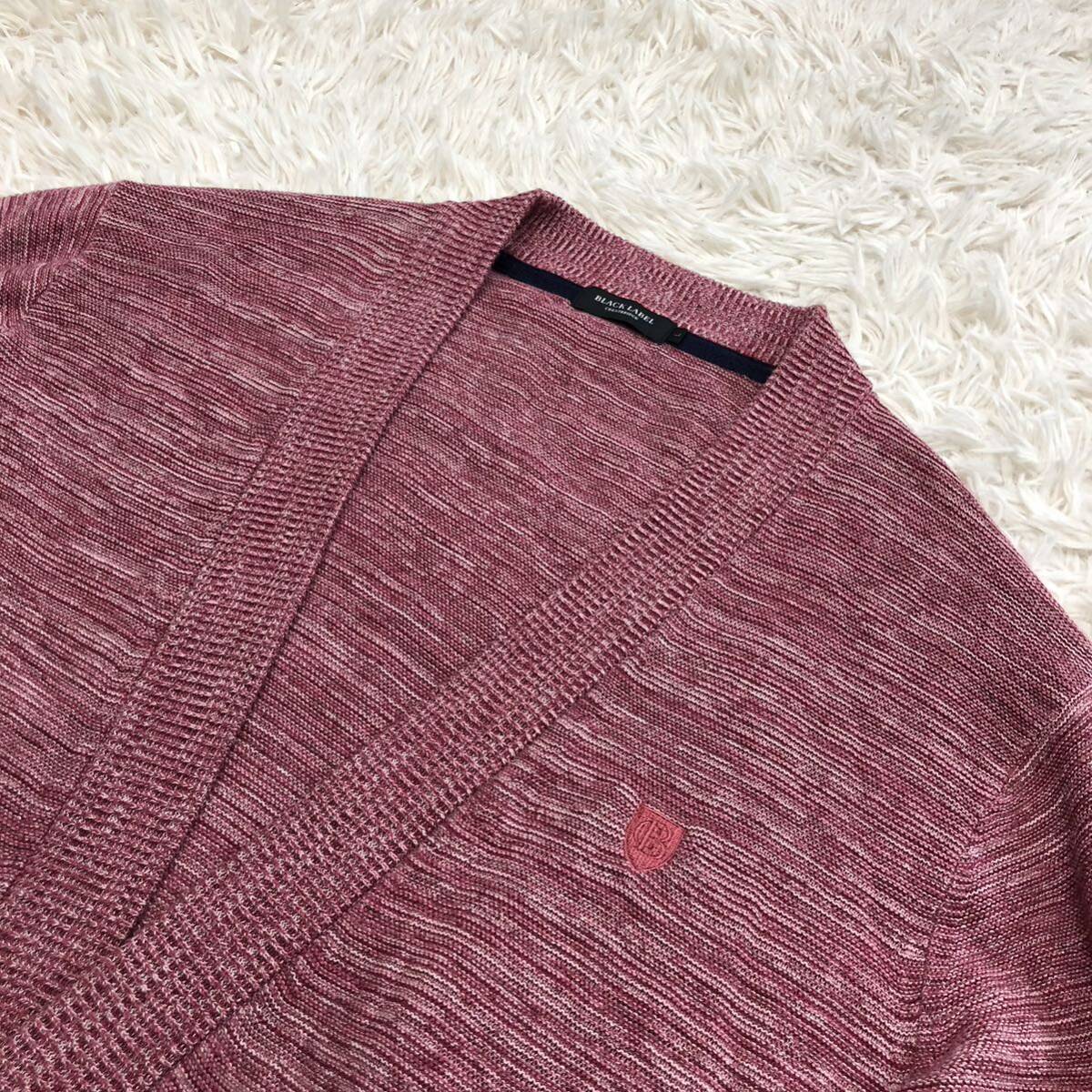  rare L! Black Label k rest Bridge BLACK LABEL CRESTBRIDGE summer knitted cardigan pink series button less feather woven linen Kiyoshi . feeling spring summer 