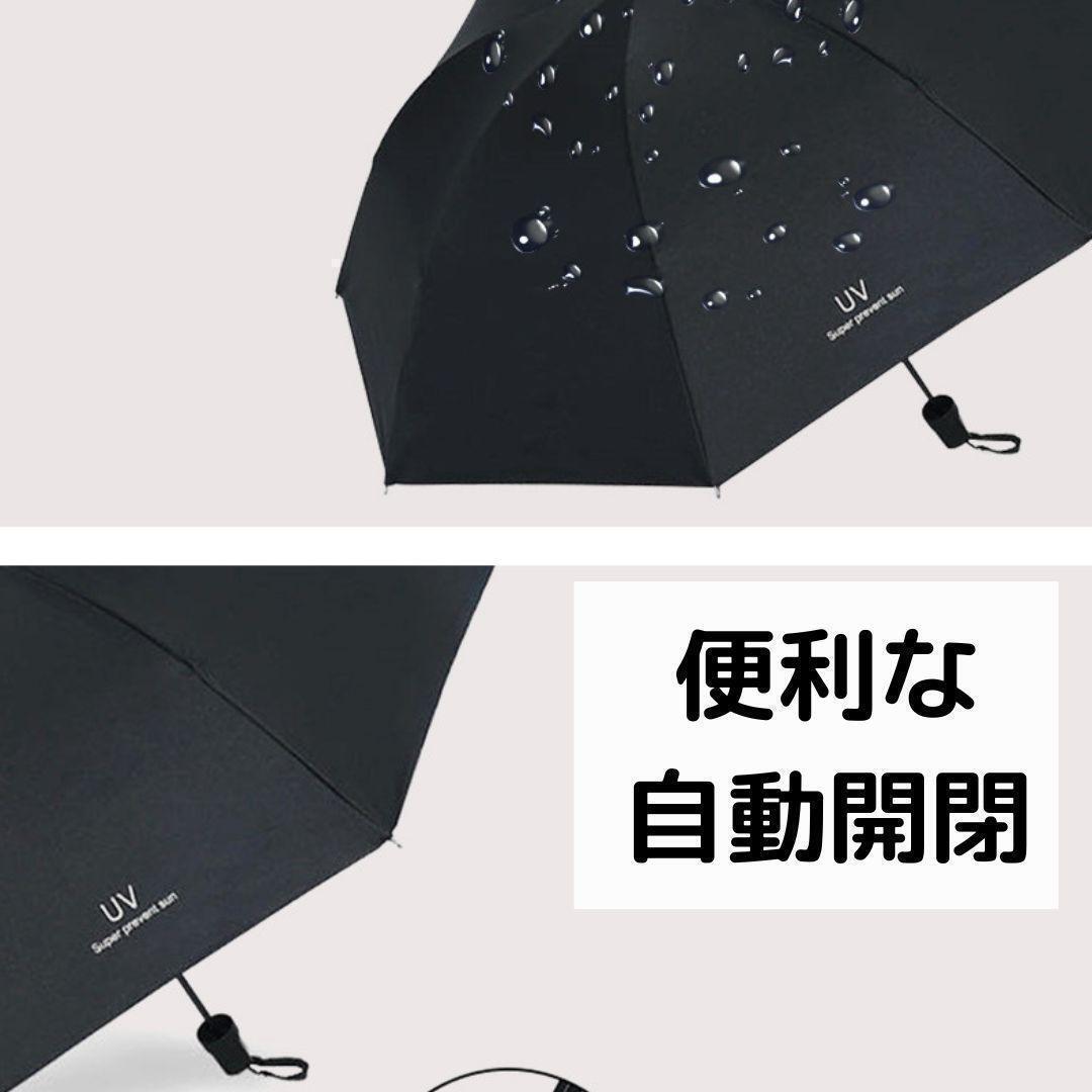 折り畳み傘 晴雨兼用 自動開閉 日よけ 雨 日傘 遮光 UVカット 軽量 ブルーの画像3