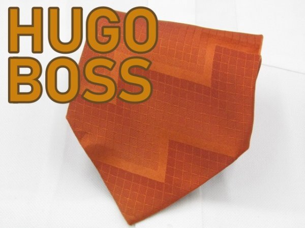 【大谷翔平がアンバサダーを務める ボス】 OC 559 ヒューゴボス HUGO BOSS ネクタイ オレンジ系 チェック ジャガードの画像1