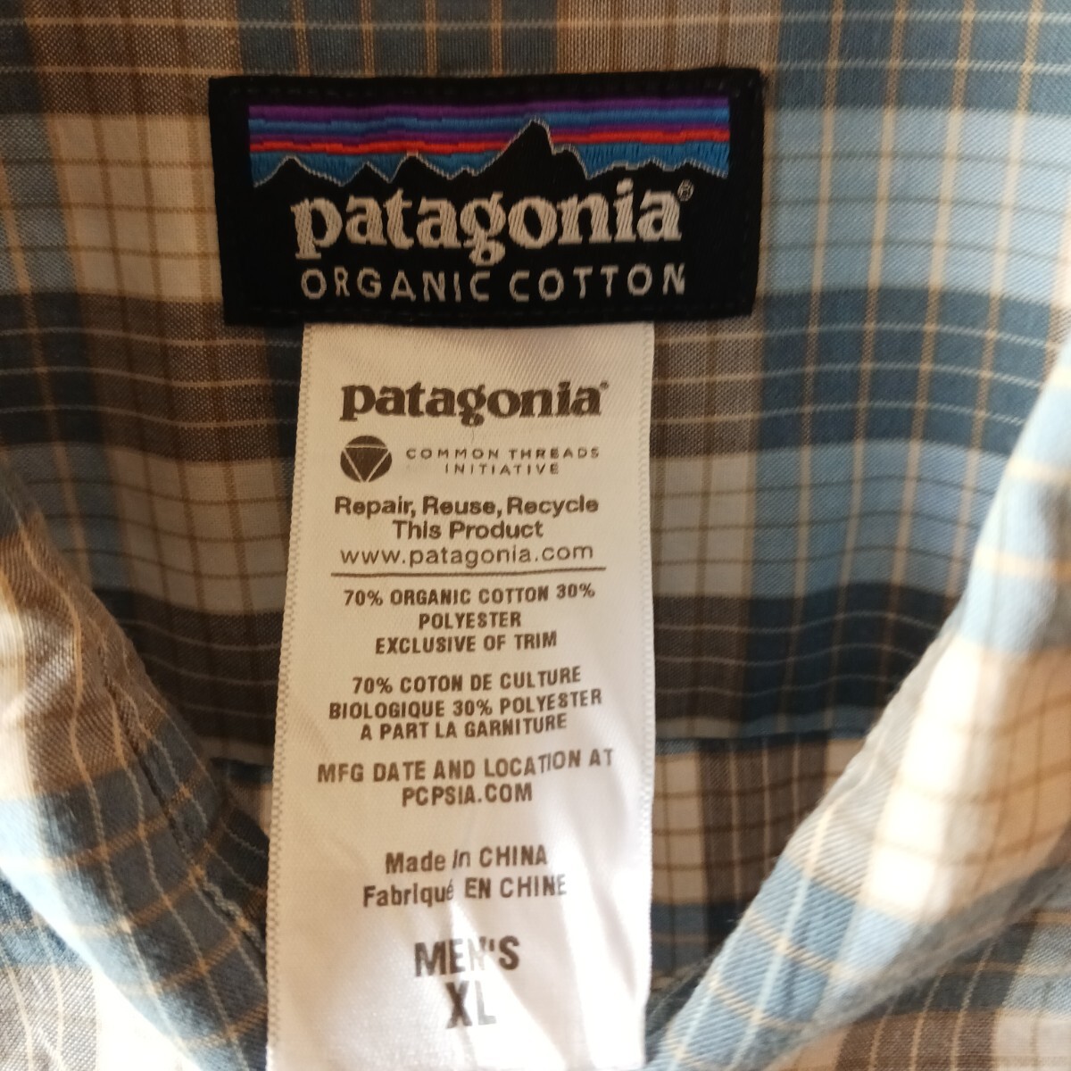 patagonia 半袖シャツ XL ブルー チェック チェック柄 チェックシャツ コットンアメカジ 古着 ヴィンテージ ビンテージ パタゴニア_画像9