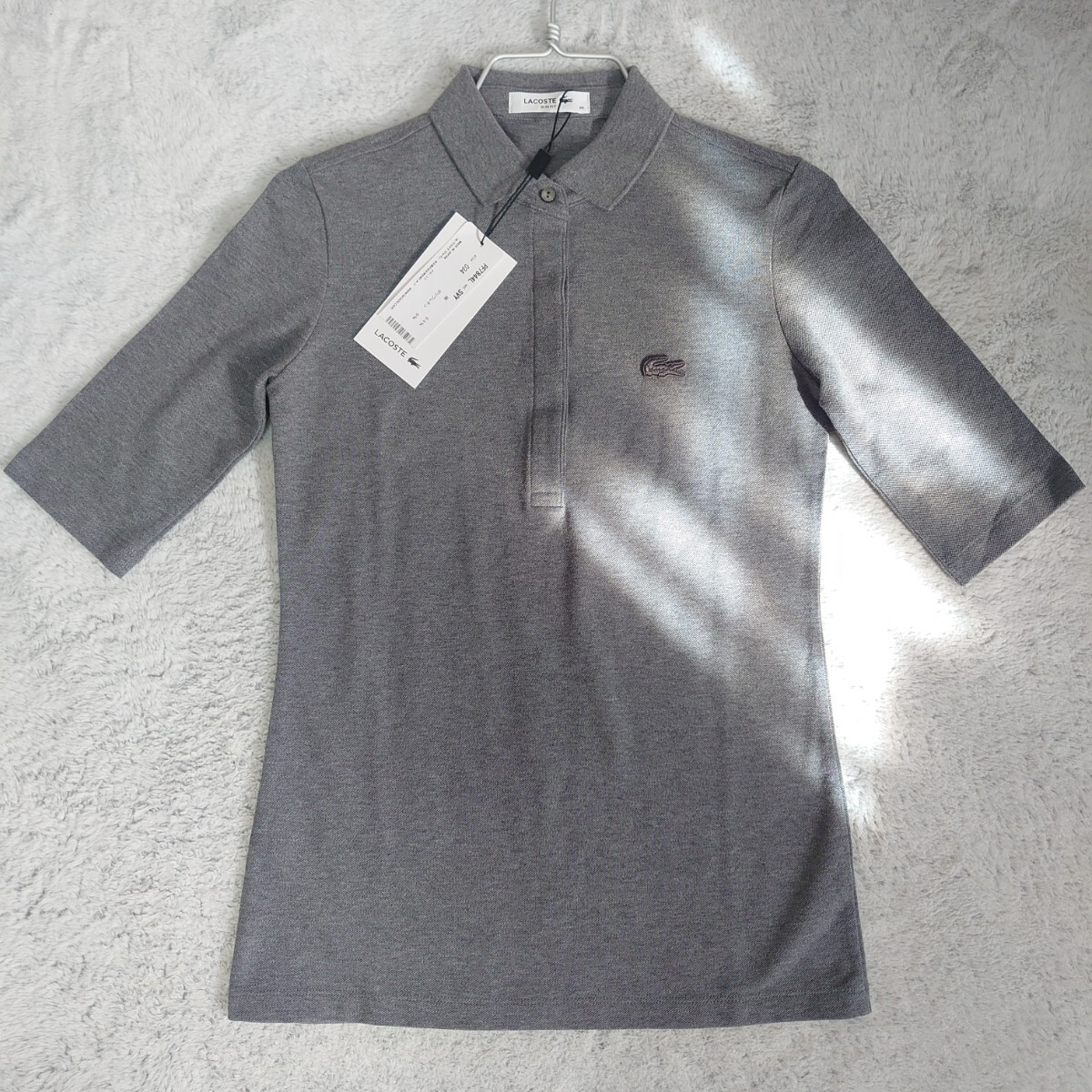 1円～ 新品 LACOSTE ラコステ スリムフィット SLIM FITグレー ポロシャツ 34サイズ Sサイズの画像2