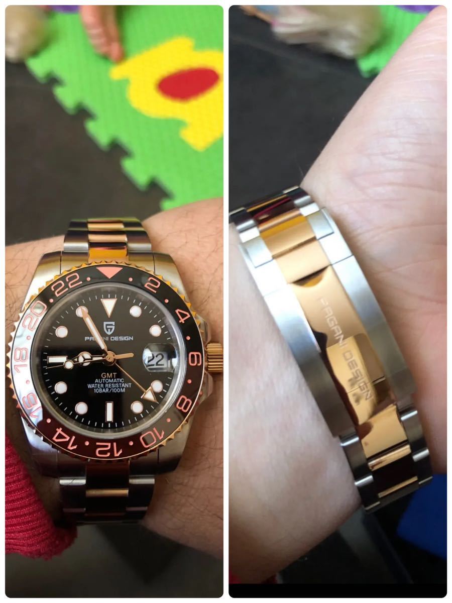 GMT ルートビア自動巻　茶黒パガーニデザイン　GMTマスターオマージュ　ピンクゴールド　noob_画像10