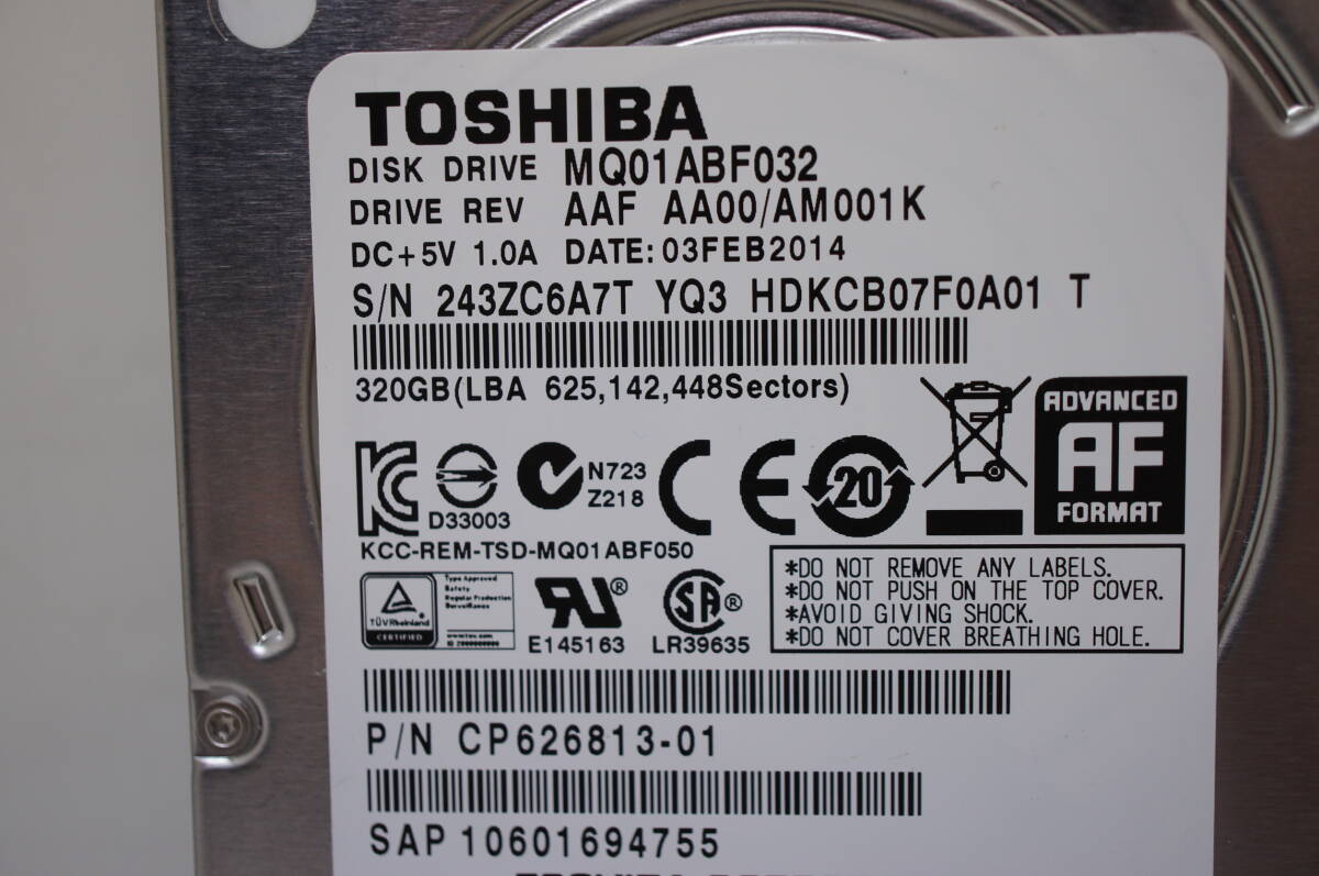☆中古品☆TOSHIBA 2.5インチHDD 2台（320GB＋640GB）の画像4