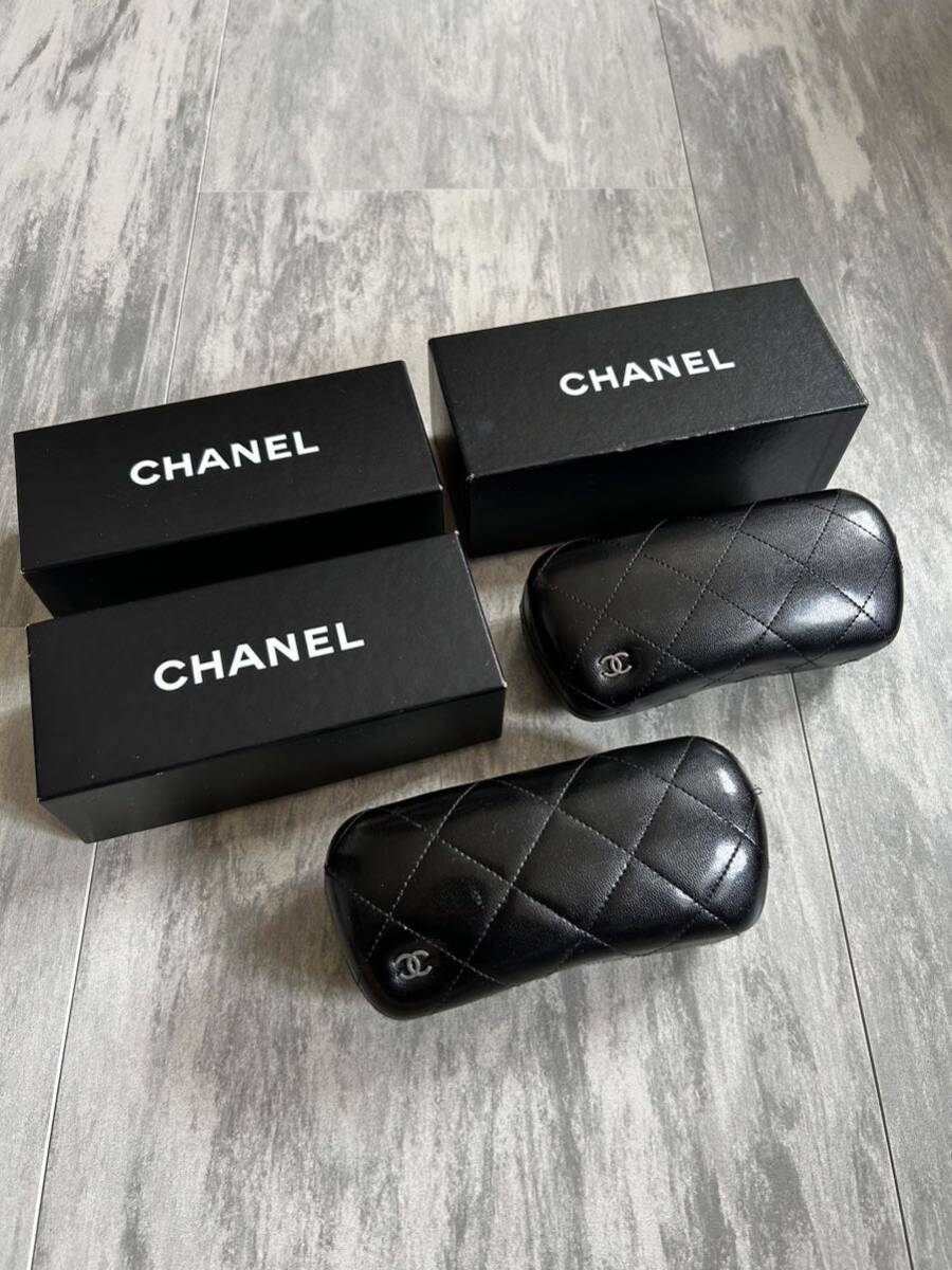 CHANEL Chanel sunglasses case glasses case empty box black glasses case matelasse 