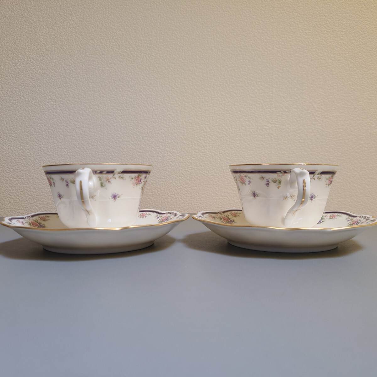 1☆ 状態良! Noritake ノリタケ コンテンポラリー 小花模様 コーヒー 碗皿 カップ&ソーサー 2客セット ヴィンテージ 洋食器_画像4