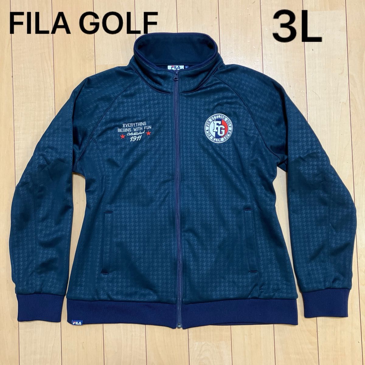 FILA GOLF フィラゴルフ　ジャケット　千鳥格子　レディース　3Lネイビー
