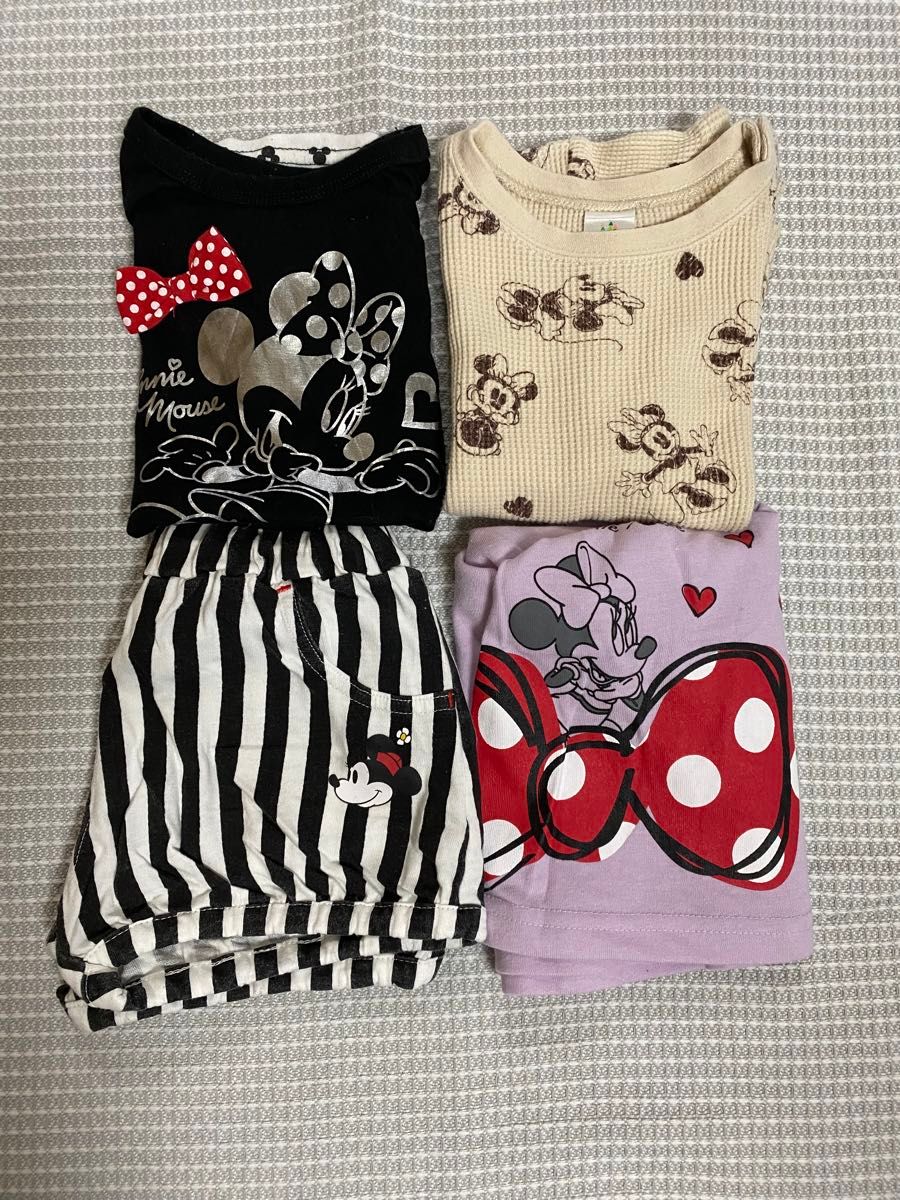 4点　まとめ売り　90サイズ　ミニー　ディズニー　disney 半袖　Tシャツ　タンクチュニック　かぼちゃパンツ　ショートパンツ