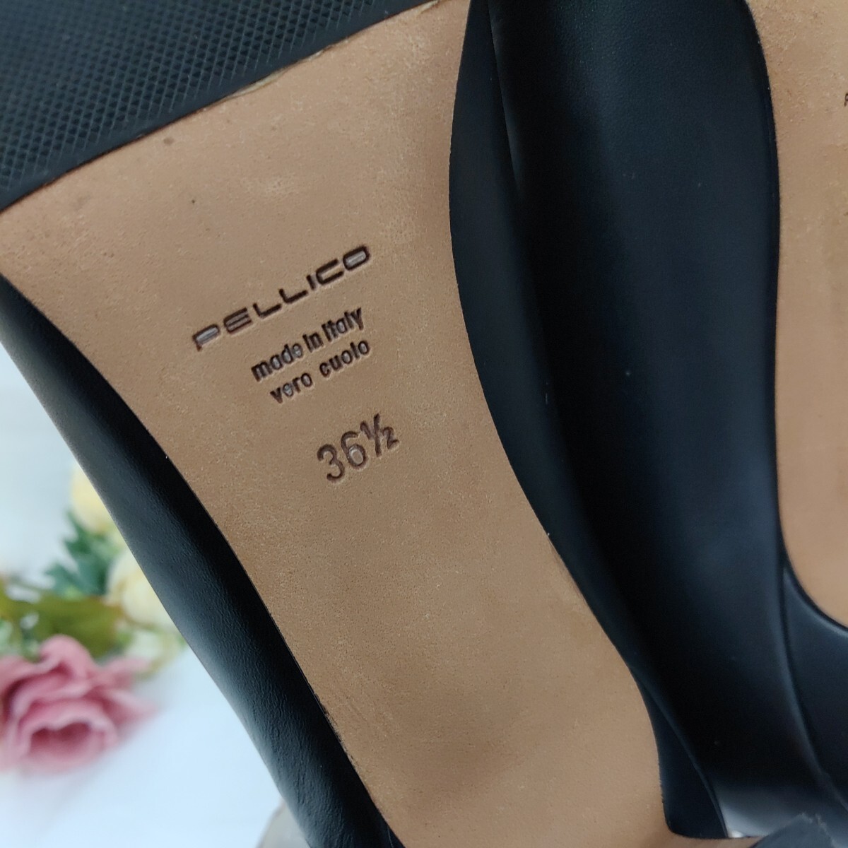 【1394】ペリーコ　PELLCO レザーバックジップデザインブーツ　ブラック　サイズ36ハーフ