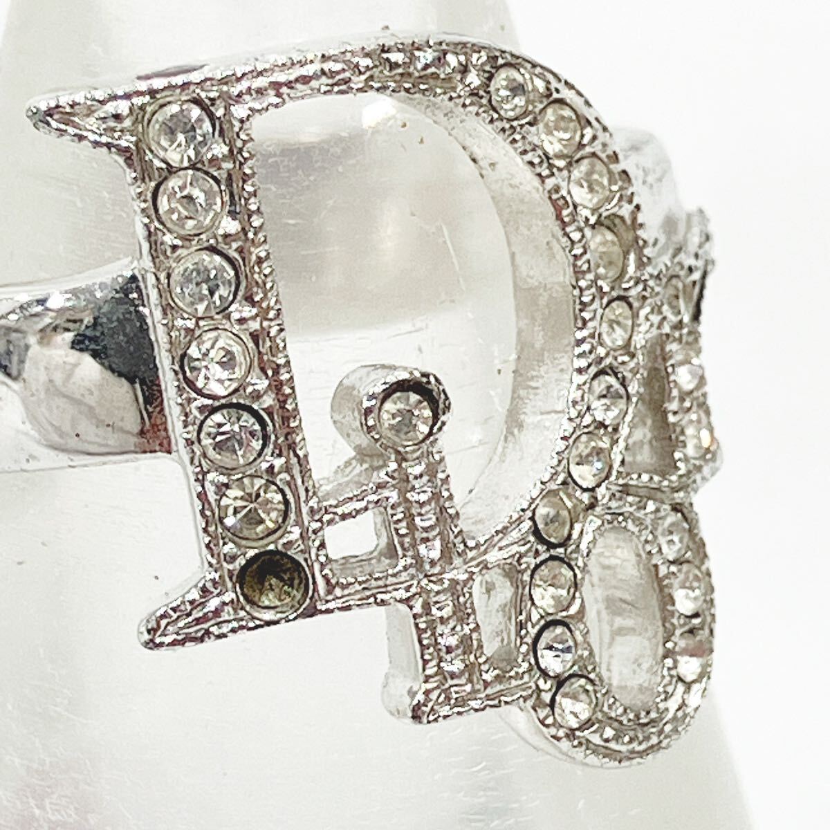 Christian Dior クリスチャン ディオール　指輪 リング ラインストーン　シルバー　アクセサリー 約9号　05-0415_画像2