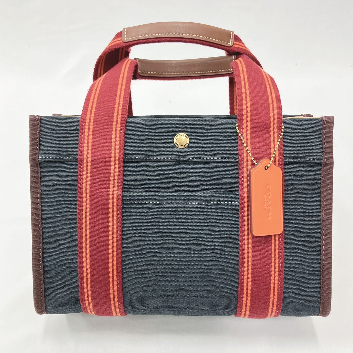  beautiful goods COACH Coach C8635 signature canvas handbag tote bag 2way lady's navy series × bordeaux series 05-0415
