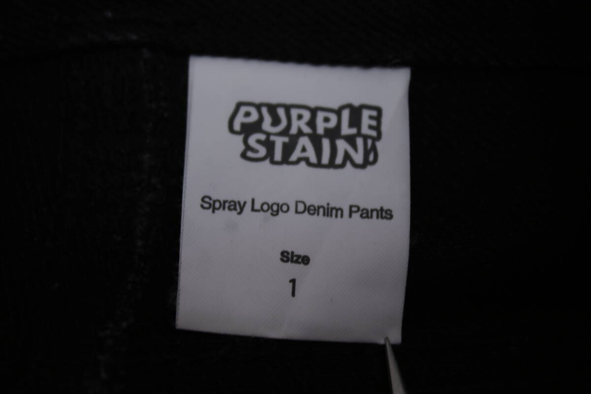 251【1円～】PURPLE STAIN(パープルステイン)Spray Logo Denim Pants デニムパンツ ロゴ ブラック_画像5
