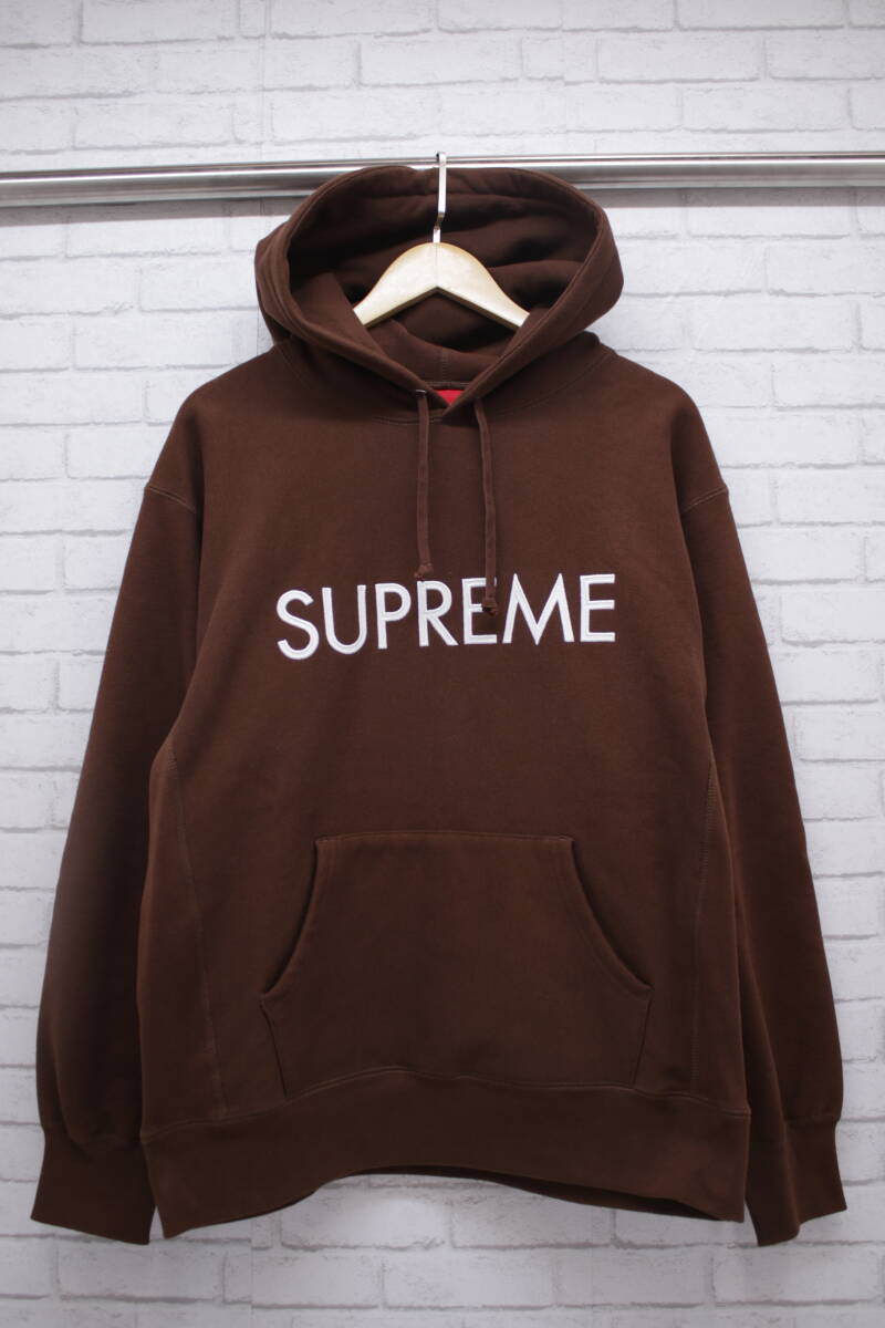 262【1円～】Supreme シュプリーム 22AW カピタルフーディースウェットシャツ ダークブラウン パーカー 長袖 Mサイズ_画像1