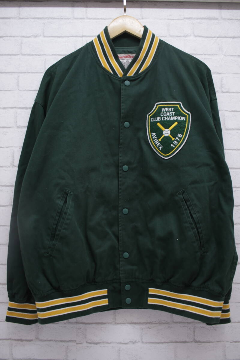 230[1 иен ~]AVIREX Avirex свет Stadium жакет куртка внешний зеленый L размер 