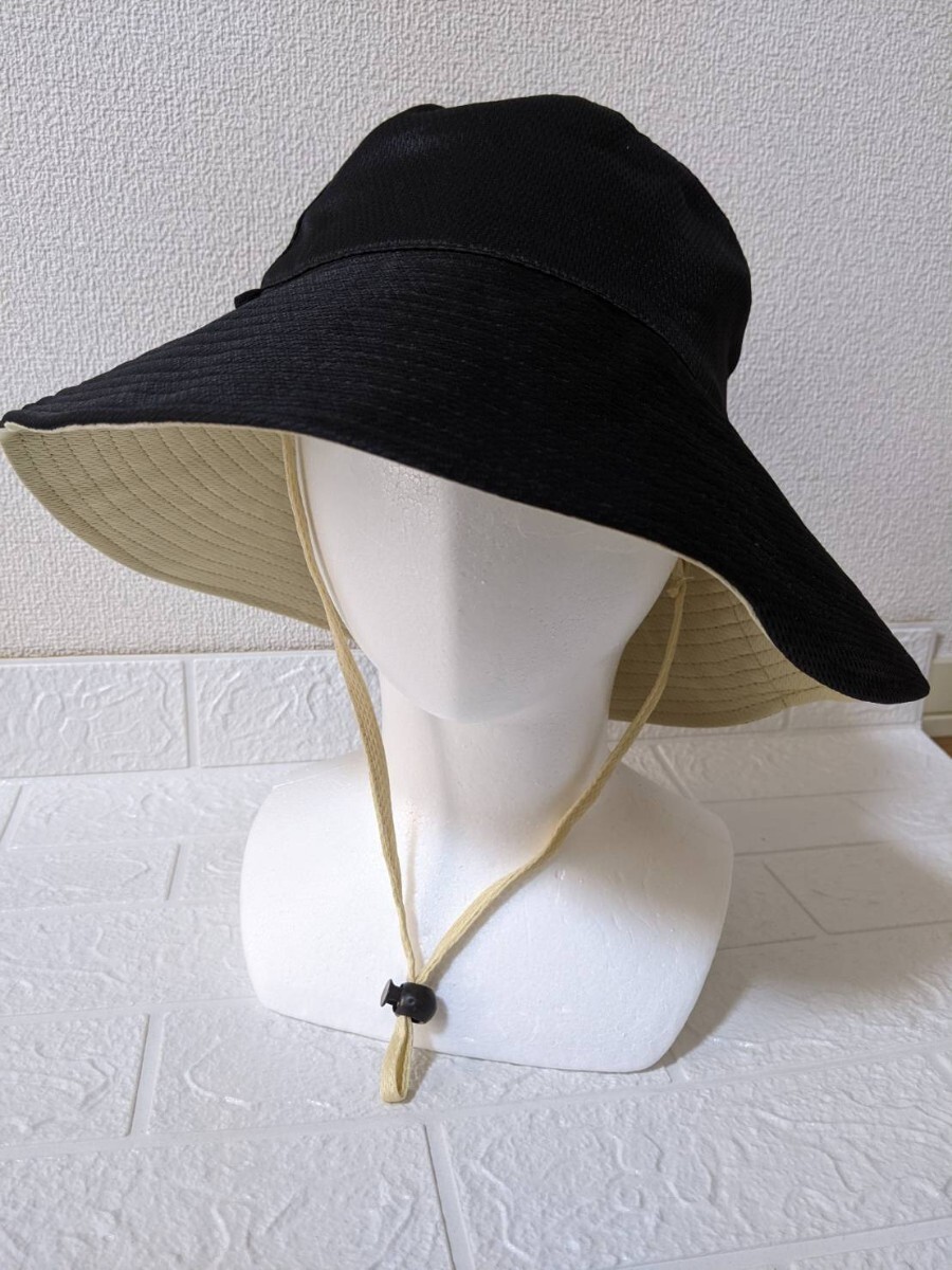 レディース ハット つば広 帽子 黒 ベージュ UVカット 紫外線対策 熱中症_画像3