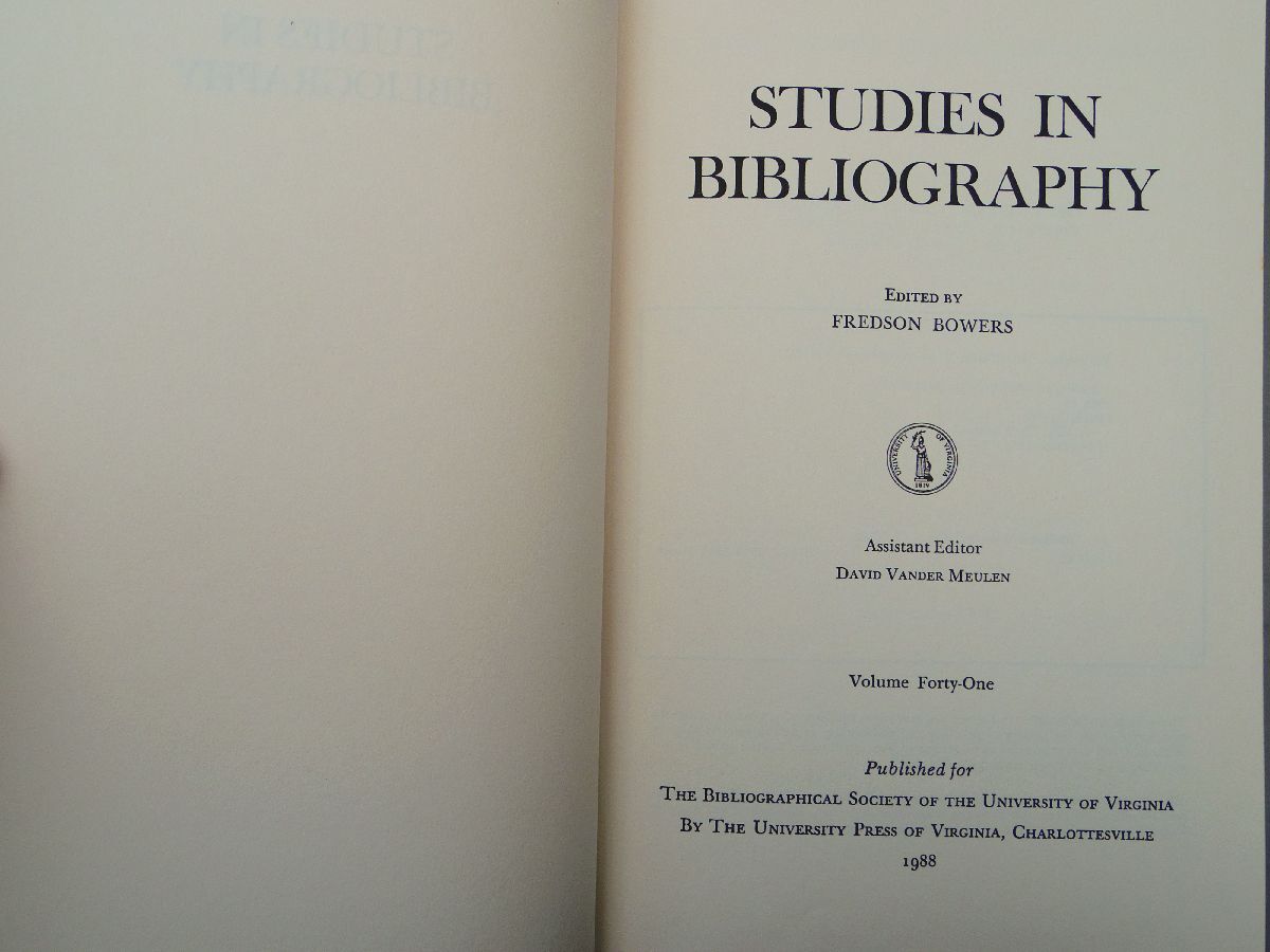 0035488 【洋書】 Studies in Bibliography 12冊+1冊 13冊 Vander Meulen 記述書誌学の研究? バージニア大学_画像6