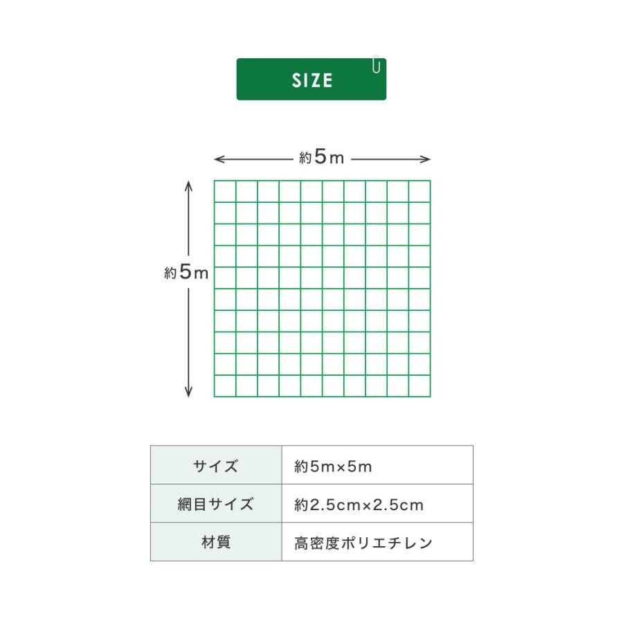 バックネット 野球 5×5m 網目2.5cm グリーン 防球ネット ネット 保護用ネット 多目的ネット ゴルフネットバッティングネット カラスよけ_画像9