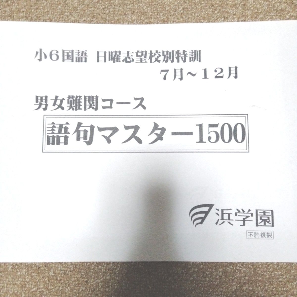 浜学園小6【語句マスター１５００】日曜志望校特訓