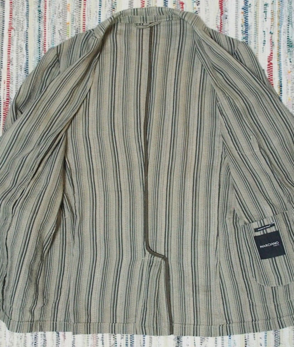 MARCIANO/マルアシーノ GUESS リネン100% ジャケット イタリア製 使用少 小さめ46サイズ 改本切羽