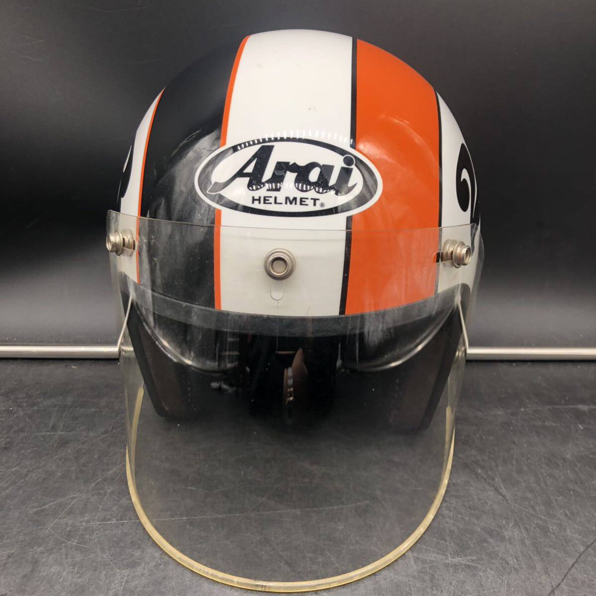 655 Arai アライ ジェットヘルメット 白 黒 オレンジ 袋付き ヘルメット バイク_画像2