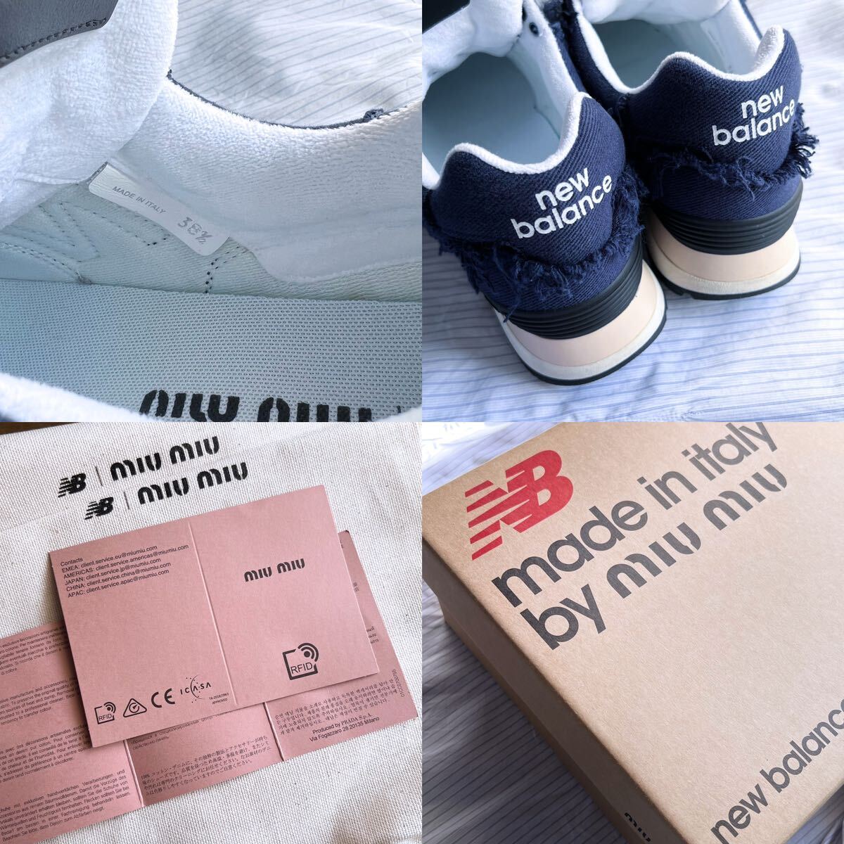 [Miu Miu × New Balance 574 Denim sneakers 2022ss] MiuMiu Logo prada size 38.5 24.5 25cm unisex beautiful goods 