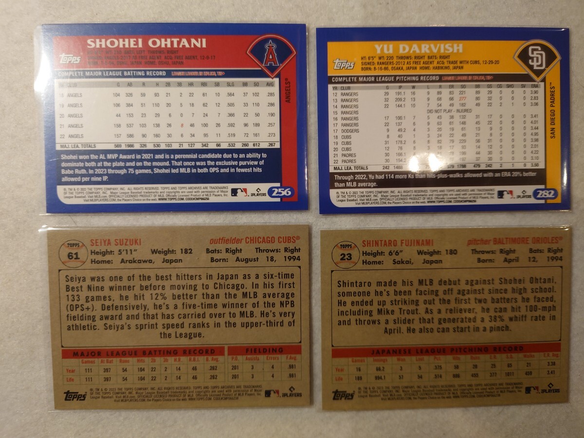 大谷翔平、ダルビッシュ、鈴木誠也、藤浪晋太郎 ４枚組　Topps Archves 2023 _画像2